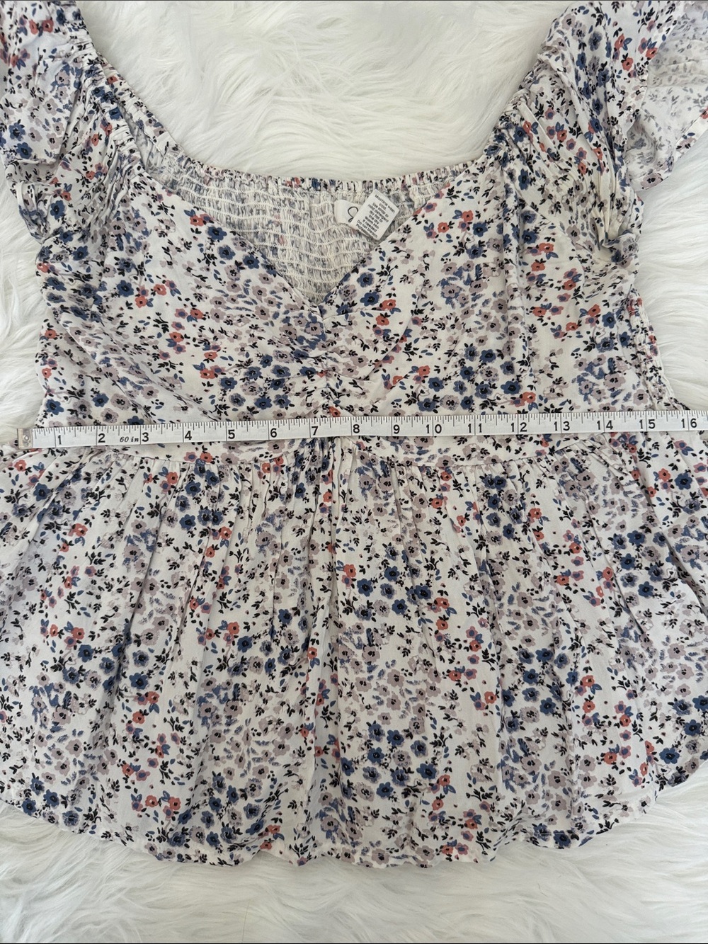 Japna Floral Peplum Blouse Women’s Size Small 100% Viscose Boho Top - Picture 5 of 6